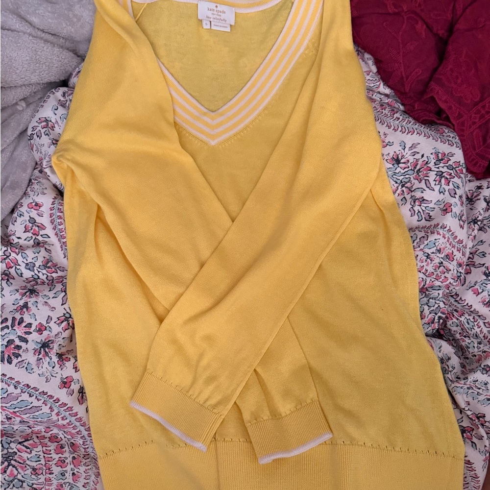 kate spade Sunny Yellow Silk V-Neck Sweater